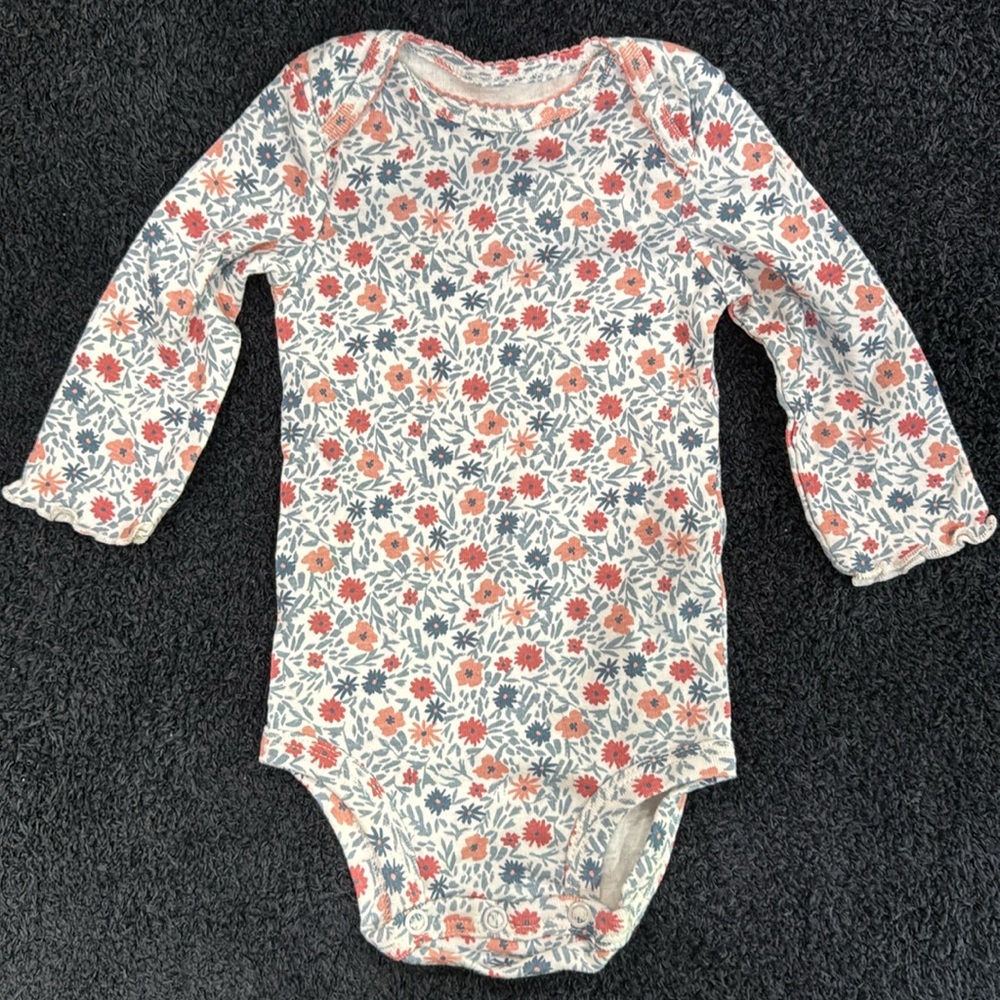 Long sleeve floral onesie